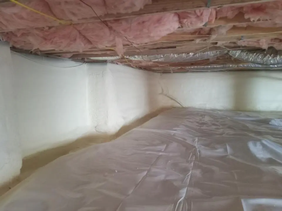 Crawl space encapsulation with closed-cell spray foam for Attic Insulation in Woodmere